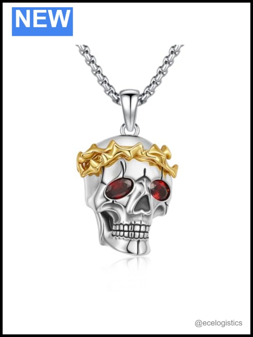 925 Sterling Silver Skull Pendant Necklace Gothic Dark Punk Rock Style